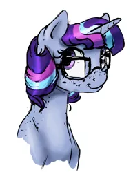 Size: 1280x1656 | Tagged: alicorn, alicorn oc, artist:silfoe, bust, derpibooru import, freckles, glasses, looking at you, magical lesbian spawn, oc, oc:twilight dapple, offspring, other royal book, parent:princess luna, parents:twiluna, parent:twilight sparkle, portrait, safe, simple background, solo, unofficial characters only, white background