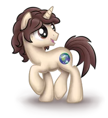 Size: 1024x1120 | Tagged: safe, artist:chasm03, derpibooru import, oc, oc:deuterium, unofficial characters only, pony, casual, curly mane, freckles, happy, linguist, male, planet, smiling, solo, stallion, walking