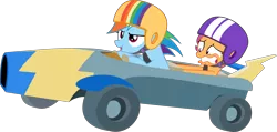 Size: 15659x7453 | Tagged: dead source, safe, artist:pink1ejack, derpibooru import, rainbow dash, scootaloo, pony, the cart before the ponies, absurd resolution, cart, duo, female, filly, foal, helmet, mare, open mouth, racing, seatbelt, simple background, steering wheel, that was fast, transparent background, vector