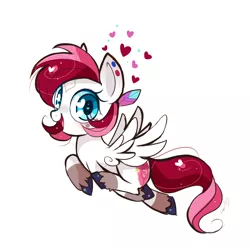 Size: 1200x1191 | Tagged: safe, artist:ipun, derpibooru import, oc, oc:rouge swirl, unofficial characters only, pegasus, pony, blushing, female, heart, heart eyes, mare, open mouth, simple background, smiling, solo, white background, wingding eyes