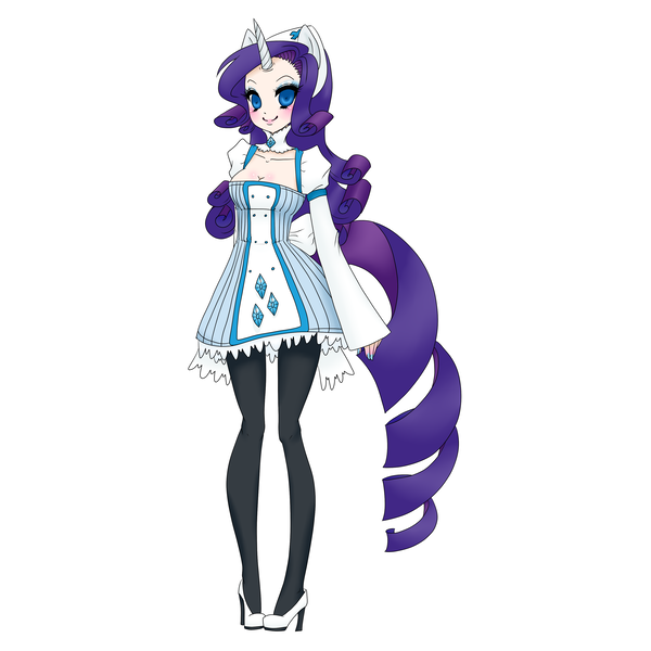 Size: 3240x3240 | Tagged: artist:hotokotenshi, derpibooru import, eared humanization, horned humanization, human, humanized, nail polish, rarity, safe, skinny, solo, tailed humanization