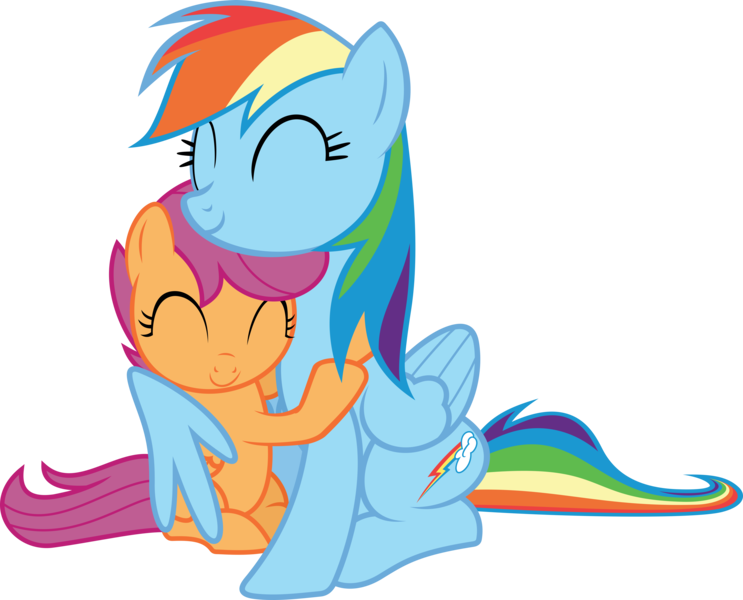 Size: 5000x4040 | Tagged: safe, artist:timelordomega, derpibooru import, rainbow dash, scootaloo, sleepless in ponyville, .svg available, absurd resolution, cute, cutealoo, dashabetes, eyes closed, female, hug, image, png, scootalove, siblings, simple background, sisterly love, sisters, sitting, transparent background, vector, winghug