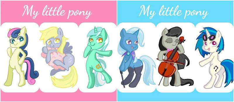 Size: 1600x700 | Tagged: safe, artist:paro, derpibooru import, bon bon, derpy hooves, lyra heartstrings, octavia melody, sweetie drops, trixie, vinyl scratch, earth pony, pegasus, pony, unicorn, adorabon, bipedal, blushing, bowtie, cello, cloud, cute, eyes closed, glasses, hand on hip, holding, hug, looking at you, looking back, looking back at you, lyrabetes, musical instrument, open mouth, smiling, smiling at you, standing, standing on one leg, tavibetes, vinylbetes