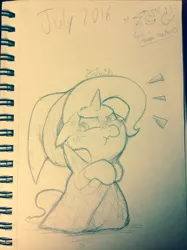 Size: 1280x1707 | Tagged: safe, artist:manfartwish, derpibooru import, trixie, pony, unicorn, cute, diatrixes, face, female, mare, pencil drawing, scrunchy face, sketch, solo, traditional art