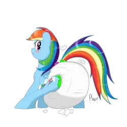 Size: 3000x3000 | Tagged: suggestive, artist:ricktin, derpibooru import, rainbow dash, pegasus, pony, blushing, clean diaper, diaper, diaper fetish, female, folded wings, image, mare, png, poof, poofy diaper, scrunchy face, simple background, solo, solo female, transparent background, wings