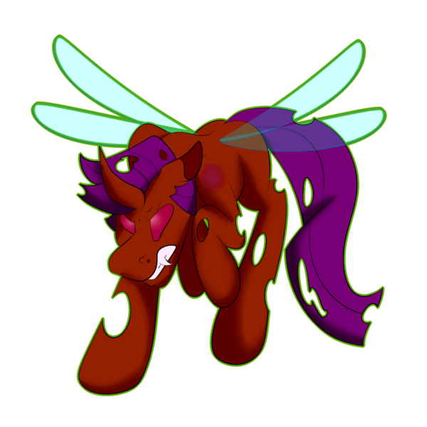 Size: 1024x1024 | Tagged: artist:bowlingfailure14, changeling, derpibooru import, growling, oc, oc:pas, raised hoof, safe, solo, unofficial characters only