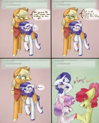 Size: 854x1070 | Tagged: safe, artist:fluffyrainbowkitty, derpibooru import, apple bloom, applejack, big macintosh, rarity, sweetie belle, earth pony, pony, apple bloom the shipper, comic, male, rarimac, shipper on deck, shipping, stallion, straight, sweetie the shipper, unshorn fetlocks