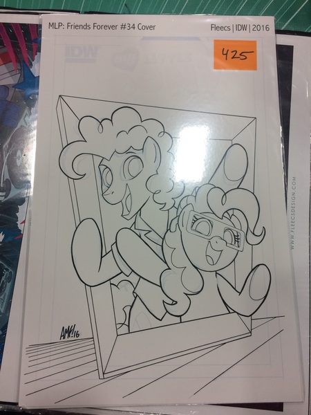 Size: 1200x1600 | Tagged: artist:tonyfleecs, cheese sandwich, derpibooru import, idw, lineart, parody, pinkie pie, safe, spoiler:comic, spoiler:comicff34, weird al yankovic in 3-d