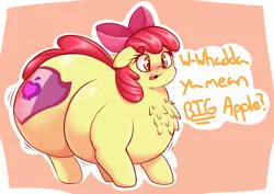 Size: 1711x1213 | Tagged: apple blob, apple bloom, artist:graphenescloset, bloom butt, chest fluff, cutie mark, derpibooru import, fat, huge butt, large butt, obese, solo, stretched cutie mark, suggestive, the cmc's cutie marks