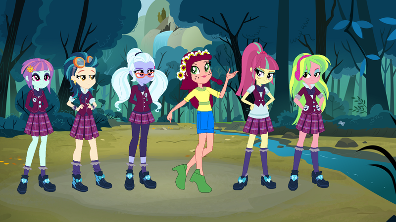 Size: 1440x810 | Tagged: safe, artist:eli-j-brony, derpibooru import, gloriosa daisy, indigo zap, lemon zest, sour sweet, sugarcoat, sunny flare, equestria girls, legend of everfree, shadow five