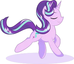 Size: 1049x918 | Tagged: artist:toughbluff, derpibooru import, eyes closed, prancing, safe, simple background, smiling, solo, starlight glimmer, transparent background, vector