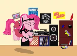 Size: 1600x1170 | Tagged: anti nowhere league, artist:lonewolf3878, derpibooru import, fashion, gothic pinkie, interior, music, pinkie pie, punk, punkie pie, ramones, safe, sex pistols, solo