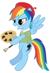 Size: 1024x1497 | Tagged: adeleine, alternate cutie mark, artist:biel56789, crossover, derpibooru import, kirby, paintbrush, palette, rainbow dash, safe, simple background, solo, transparent background, vector