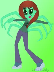 Size: 387x512 | Tagged: safe, alternate version, artist:giraffer98, artist:selenaede, derpibooru import, oc, oc:arachness, unofficial characters only, monster pony, original species, spiderpony, equestria girls, base used, equestria girls-ified, multiple eyes, multiple limbs, solo