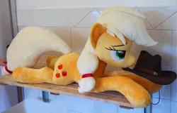 Size: 4304x2776 | Tagged: applejack, artist:epicrainbowcrafts, derpibooru import, irl, life size, photo, plushie, prone, safe, solo