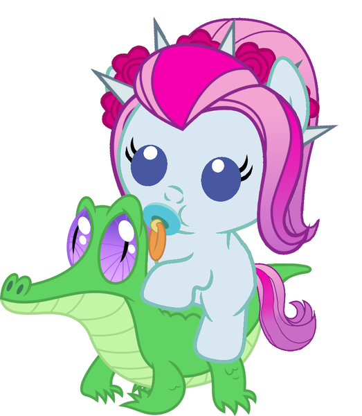 Size: 886x1017 | Tagged: safe, artist:red4567, derpibooru import, gummy, violet blurr, ponified, pony, equestria girls, baby, baby pony, cute, equestria girls ponified, pacifier, ponies riding gators, riding, weapons-grade cute