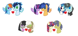 Size: 2244x1054 | Tagged: safe, artist:sapphireartemis, derpibooru import, comet tail, flash sentry, frederic horseshoepin, moondancer, neon lights, octavia melody, rainbow dash, rising star, soarin', twilight sparkle, twilight sparkle (alicorn), vinyl scratch, alicorn, pony, cometdancer, female, flashlight, fredtavia, heart, male, shipping, soarindash, straight, vinylights