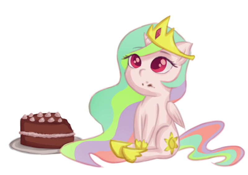 Size: 7016x4961 | Tagged: safe, artist:heiwa98, derpibooru import, princess celestia, pony, absurd resolution, blatant lies, cake, cakelestia, female, food, mare, simple background, solo, transparent background