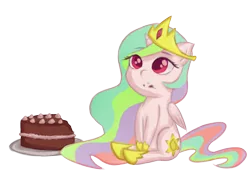 Size: 7016x4961 | Tagged: safe, artist:heiwa98, derpibooru import, princess celestia, pony, absurd resolution, blatant lies, cake, cakelestia, female, food, mare, simple background, solo, transparent background