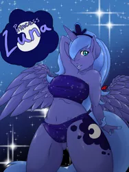 Size: 864x1152 | Tagged: adorasexy, anthro, armpits, artist:owyisensei, bikini, breasts, clothes, cute, derpibooru import, female, lunabetes, princess luna, s1 luna, sexy, solo, solo female, stars, suggestive, swimsuit