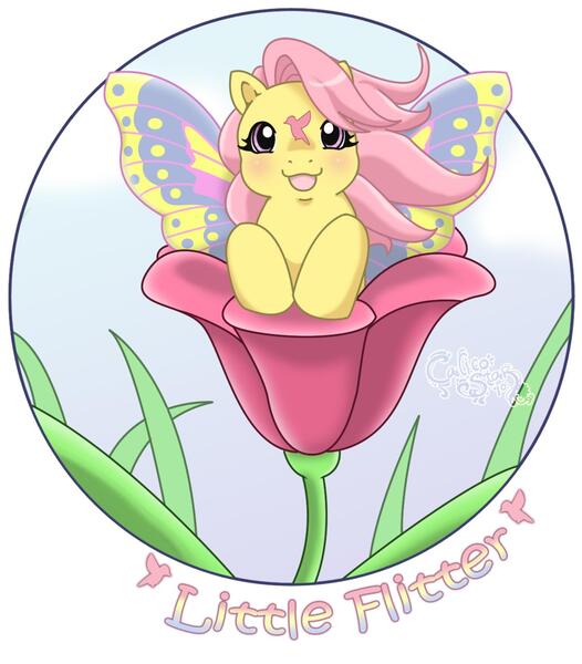 Size: 1195x1363 | Tagged: artist:kuro-rakuen, derpibooru import, flower, g1, little flitter, safe, solo, summer wing ponies