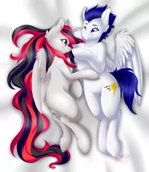 Size: 2600x3000 | Tagged: safe, artist:pinktabico, derpibooru import, oc, unofficial characters only, pegasus, pony, boop, commission, cute, duo, snuggling