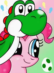 Size: 2930x3920 | Tagged: artist:nupiethehero, crossover, derpibooru import, pinkie pie, safe, super mario bros., yoshi, yoshi pie