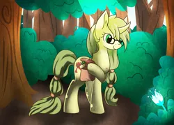 Size: 2800x2000 | Tagged: safe, artist:redember00, derpibooru import, oc, oc:honeysuckle, unofficial characters only, curved horn, glasses, saddle bag, solo