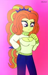 Size: 1546x2367 | Tagged: suggestive, artist:cbear624, derpibooru import, adagio dazzle, equestria girls, breasts, busty adagio dazzle, cleavage, clothes, female, open-chest sweater, solo, solo female, sweater