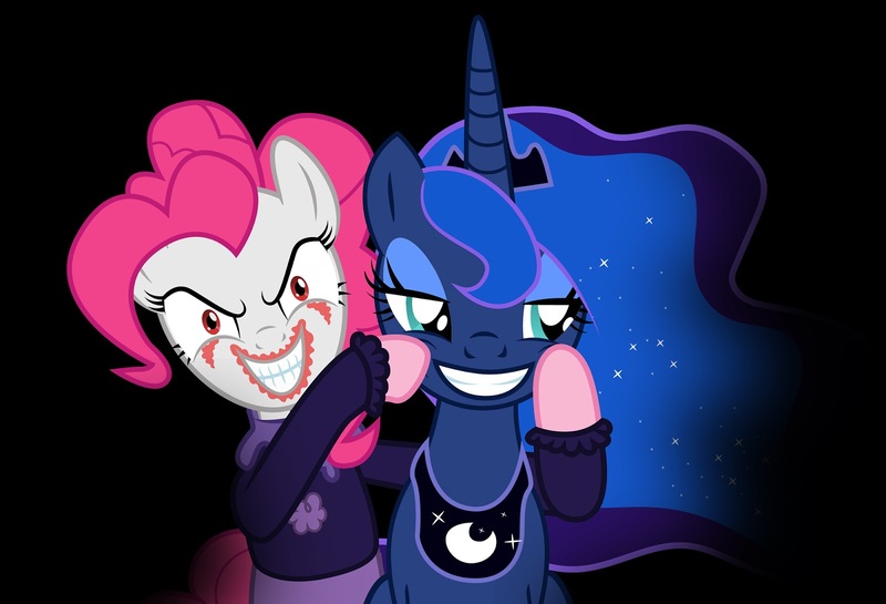 Size: 1600x1090 | Tagged: artist:mlp-silver-quill, derpibooru import, grin, idw, pinkie joker, pinkie pie, princess luna, safe, smiling, spoiler:comic, spoiler:comic44, the joker, the killing joke