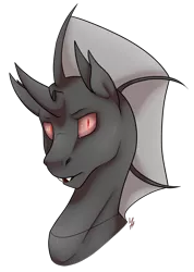 Size: 1233x1733 | Tagged: artist:kobayashi-maruu, bust, changeling, colored pupils, derpibooru import, looking at you, male, oc, oc:vatonem, red changeling, safe, solo, unofficial characters only