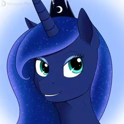 Size: 700x700 | Tagged: artist:moonlight-pen, derpibooru import, grin, portrait, princess luna, safe, smiling, solo