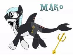 Size: 1024x769 | Tagged: safe, artist:blackblood-queen, derpibooru import, oc, oc:mako, unofficial characters only, hybrid, merpony, orca, orca pony, original species, pony, male, reference sheet, solo, stallion, watermark