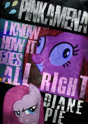 Size: 2480x3508 | Tagged: artist:skeptic-mousey, contemplating insanity, derpibooru import, insanity face, party of one, pinkamena diane pie, pinkie pie, poster, safe, typography