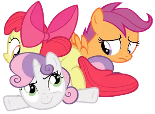 Size: 13500x10000 | Tagged: absurd resolution, adobe illustrator, apple bloom, artist:tardifice, cutie mark crusaders, derpibooru import, for whom the sweetie belle toils, pony pile, safe, scootaloo, simple background, sweetie belle, transparent background, vector