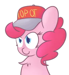 Size: 1173x1275 | Tagged: safe, artist:mr-degration, derpibooru import, pinkie pie, earth pony, pony, chest fluff, cute, female, hat, mare, qt, simple background, solo, top gun hat, transparent background