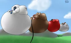 Size: 3231x1933 | Tagged: safe, artist:the-furry-railfan, derpibooru import, oc, oc:chromfill, oc:siggyt, oc:tai, oc:winterlight, unofficial characters only, pony, belly, bingo wings, blimp, floating, group, group picture, helium inflation, hose, huge butt, impossibly large belly, impossibly large butt, impossibly large everything, inflated ears, inflated wings, inflation, large butt, male, panic, puffy cheeks, stallion