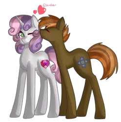 Size: 991x999 | Tagged: artist:shiromidorii, blushing, button mash, cutie mark, derpibooru import, female, heart, kissing, male, safe, shipping, simple background, straight, sweetie belle, sweetiemash, the cmc's cutie marks, transparent background