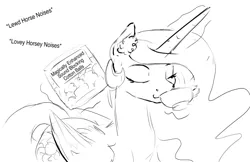 Size: 1280x828 | Tagged: suggestive, artist:silfoe, derpibooru import, princess celestia, princess luna, twilight sparkle, alicorn, pony, other royal book, black and white, descriptive noise, eyes closed, female, food, glowing horn, grayscale, implied sex, lesbian, levitation, magic, mare, meme, monochrome, offscreen character, shipping, simple background, sketch, solo, tea, teacup, telekinesis, twiluna, white background