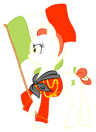 Size: 377x514 | Tagged: clothes, derpibooru import, flag, italy, nation ponies, oc, oc:princess stivalia, ponified, red shirt, safe, solo, unofficial characters only