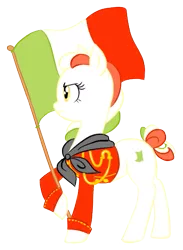 Size: 377x514 | Tagged: clothes, derpibooru import, flag, italy, nation ponies, oc, oc:princess stivalia, ponified, red shirt, safe, solo, unofficial characters only