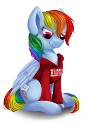 Size: 1600x2400 | Tagged: artist:redember00, backwards cutie mark, clothes, derpibooru import, harvard, rainbow dash, safe, solo, sweater