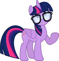 Size: 5733x6000 | Tagged: safe, artist:slb94, derpibooru import, twilight sparkle, twilight sparkle (alicorn), alicorn, pony, absurd resolution, adorkable, cute, dork, female, folded wings, glasses, mare, nerd, raised hoof, simple background, solo, transparent background, vector