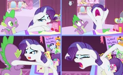 Size: 2230x1360 | Tagged: safe, artist:dubstepina, derpibooru import, edit, edited screencap, screencap, rarity, spike, female, male, needy, shipping, sparity, straight, yandere, yanderity