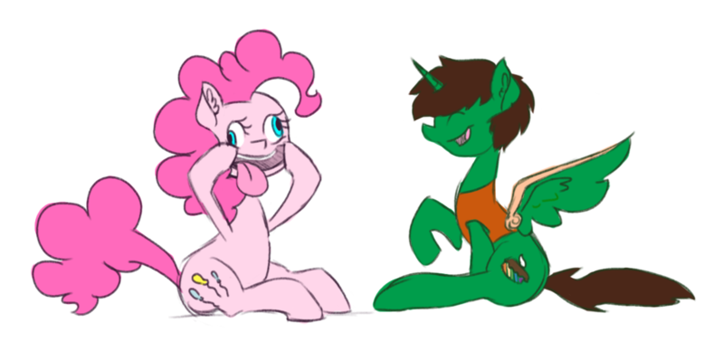 Size: 1024x484 | Tagged: safe, artist:phineaddict, derpibooru import, pinkie pie, oc, oc:frost d. tart, alicorn, pony, alicorn oc, cute, funny face, silly, silly pony