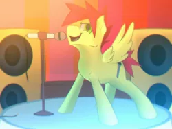 Size: 1600x1200 | Tagged: safe, artist:timidwithapen, derpibooru import, oc, oc:blazing hooves, unofficial characters only, pegasus, pony, microphone, microphone stand