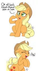 Size: 1200x2200 | Tagged: dead source, safe, artist:notenoughapples, derpibooru import, applejack, earth pony, pony, appul, comic, cute, dialogue, female, index get, jackabetes, mare, on all levels except physical, otherkin, silly, silly pony, simple background, solo, that pony sure does love apples, white background, who's a silly pony