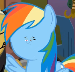 Size: 241x230 | Tagged: derpibooru import, edit, edited screencap, faic, rainbow dash, ronbow dosh, safe, screencap, shrunken face, stranger than fan fiction, wat, woll smoth