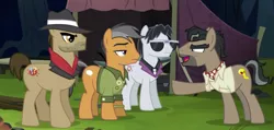 Size: 1864x886 | Tagged: safe, derpibooru import, screencap, biff, doctor caballeron, quibble pants, withers, pony, stranger than fan fiction, henchmen, the shadow