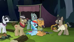 Size: 1805x1049 | Tagged: safe, derpibooru import, screencap, biff, doctor caballeron, pickpocket, quibble pants, rainbow dash, withers, pony, stranger than fan fiction, henchmen, the griffon's lock, the shadow